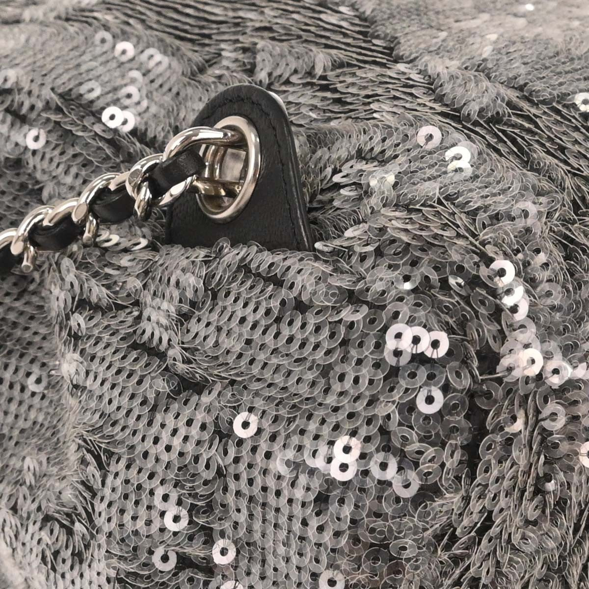 Chanel Waterfall Backpack Sequins With Leather Black Leather Backpack Bag (Pre-Owned)