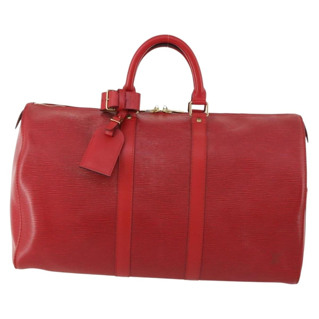 Louis Vuitton Keepall Bag Epi Leather Red Leather Travel Bag Bag (Pre-Owned)
