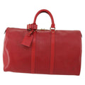 Louis Vuitton Keepall Bag Epi Leather Red Leather Travel Bag Bag (Pre-Owned)