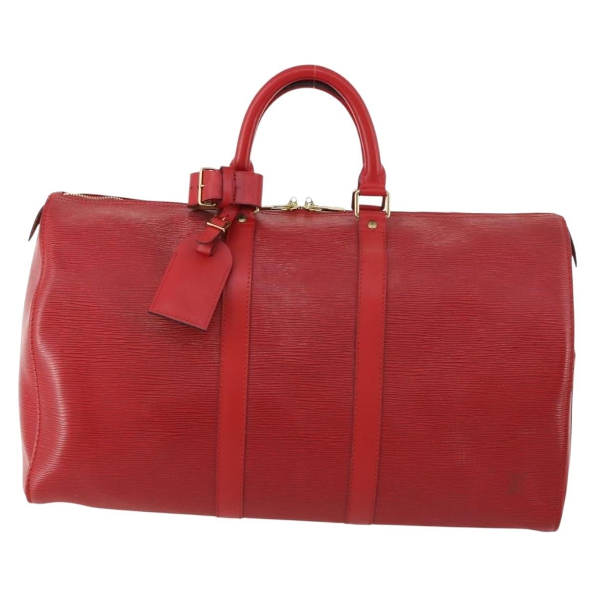 Louis Vuitton Keepall Bag Epi Leather Red Leather Travel Bag Bag (Pre-Owned)