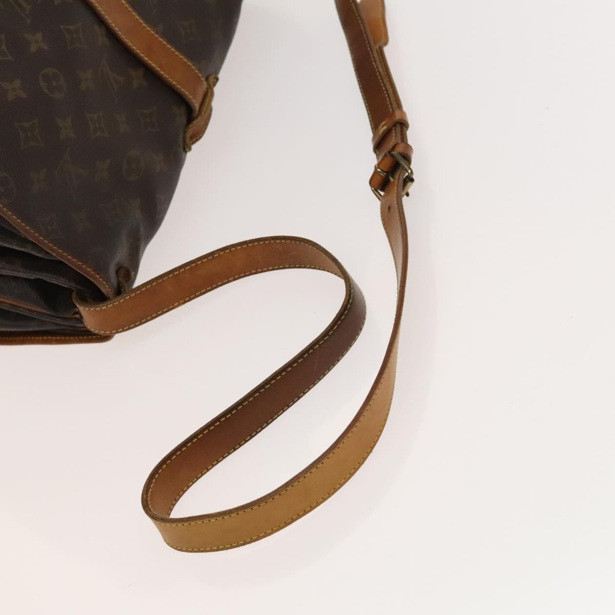 Louis Vuitton Saumur Handbag Monogram Canvas Brown Canvas Shoulder Bag Bag (Pre-Owned)