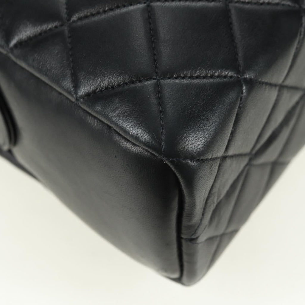 Chanel Vintage Zip Chain Shoulder Bag Quilted Lambskin Black Leather Shoulder Bag Bag (Pre-Owned)