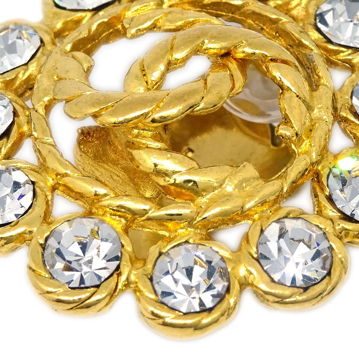 Chanel Vintage Round Cc Clip-On Earrings Metal Gold Gold_Plated Earrings Jewelry (Pre-Owned)