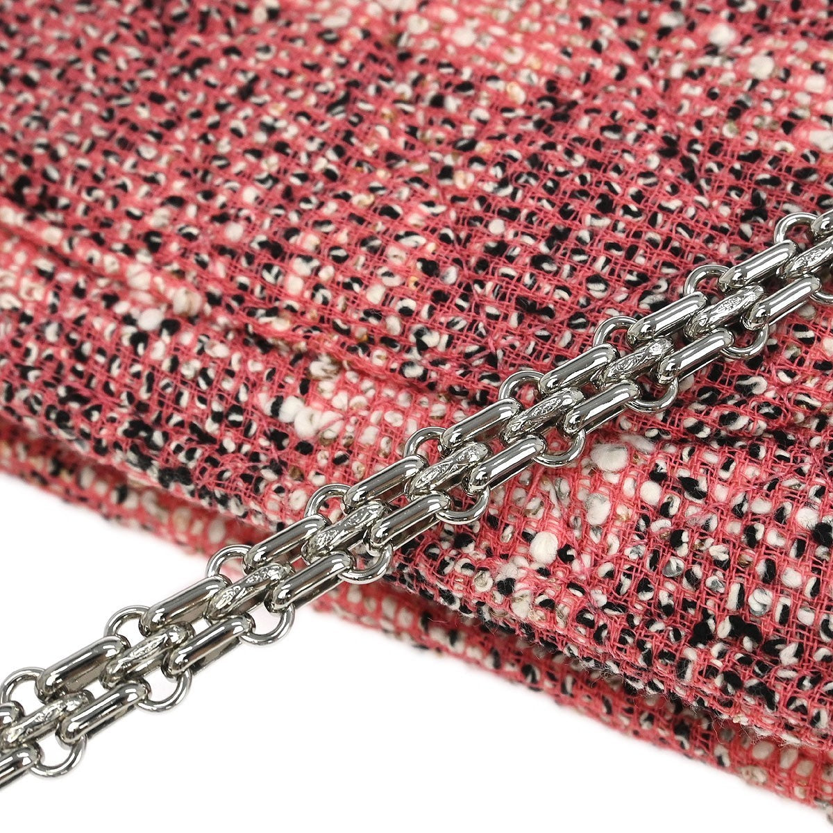 Chanel Reissue 2.55 Flap Bag Quilted Tweed With Resin Detail Pink Tweed Clutche & Pouche Bag (Pre-Owned)