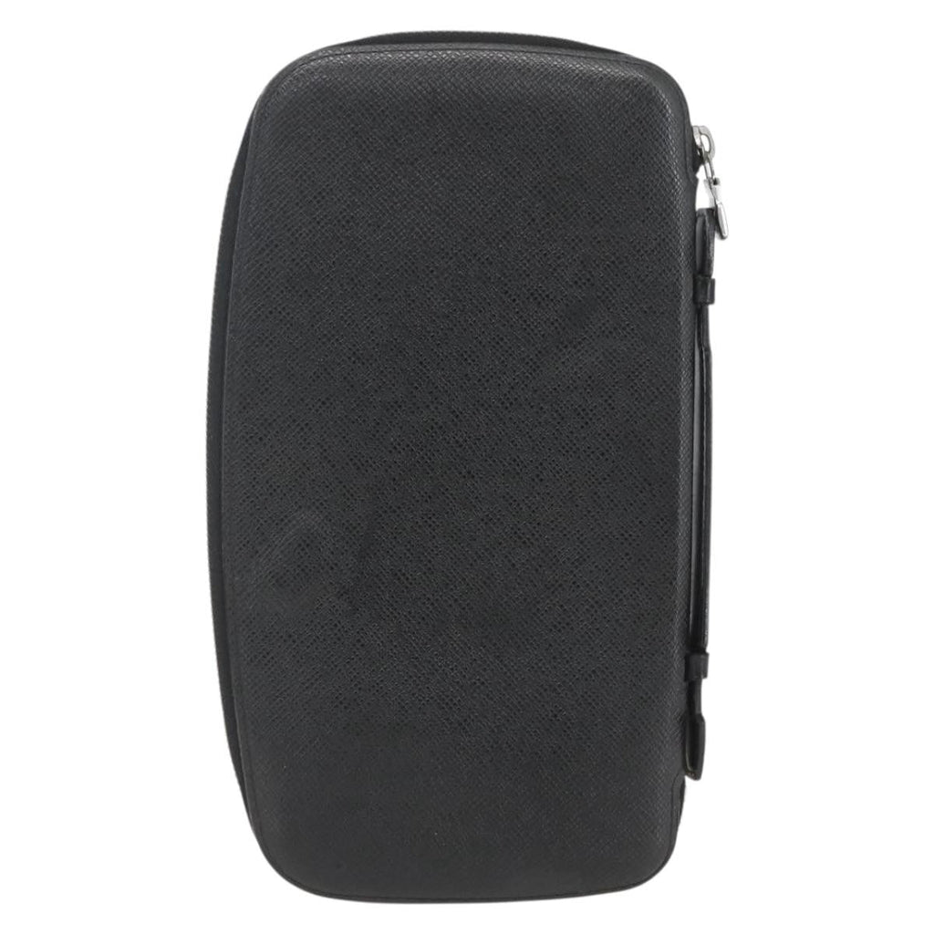 Louis Vuitton Atoll Organizer Wallet Taiga Leather Black Leather Clutche & Pouche Bag (Pre-Owned)