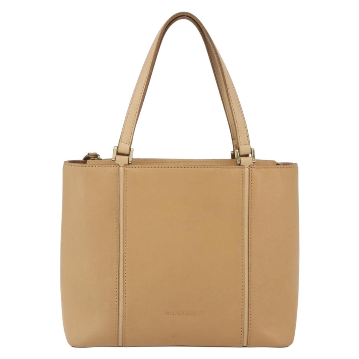 Burberry Vintage Handbag Leather Beige Leather Handbag (Pre-Owned)
