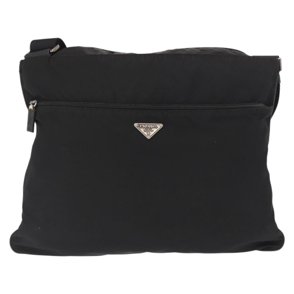 Prada Front Pocket Messenger Bag Tessuto Black Nylon Shoulder Bag Bag (Pre-Owned)