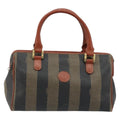Fendi Vintage Pequin Convertible Boston Bag Coated Canvas Brown Canvas Handbag (Pre-Owned)