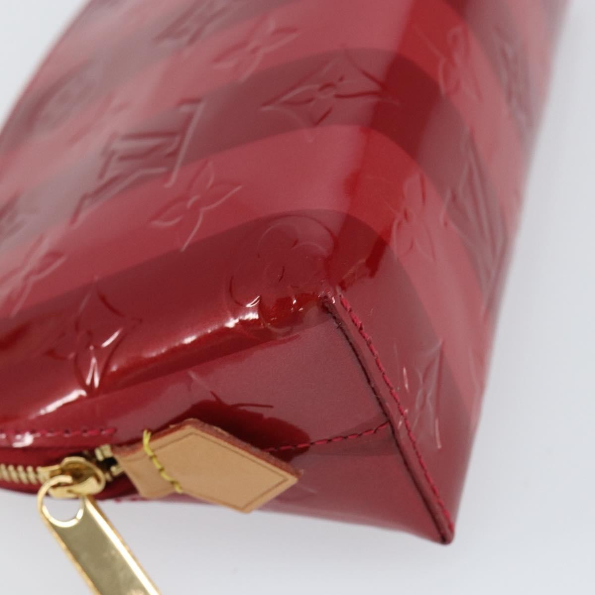 Louis Vuitton Cosmetic Pouch Limited Edition Monogram Vernis Rayures Red Patent_Leather Bag (Pre-Owned)