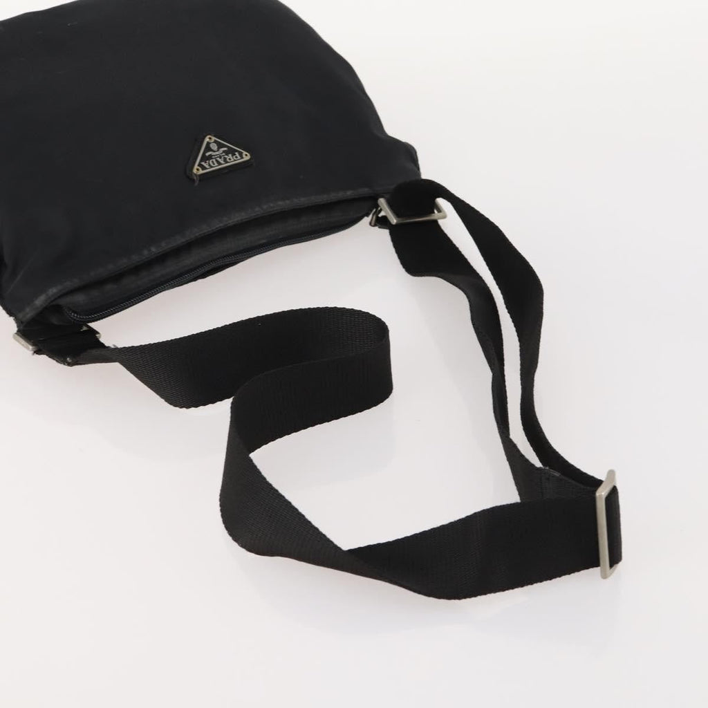 Prada Flat Messenger Bag Tessuto Black Nylon Shoulder Bag Bag (Pre-Owned)