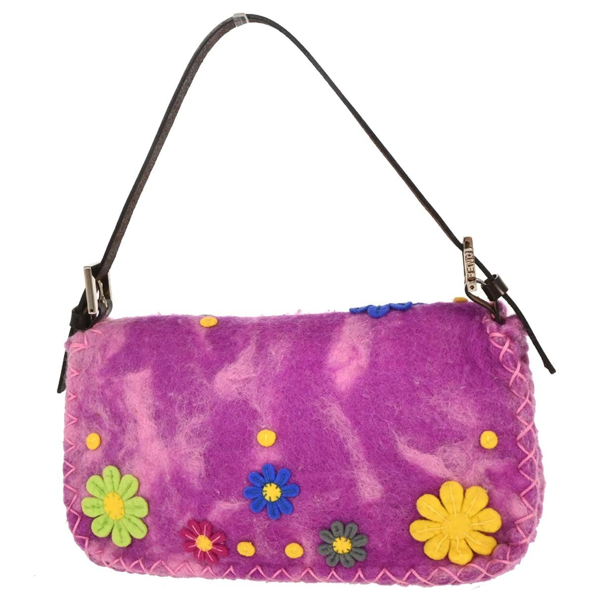 Fendi Baguette Bag Patent Purple Felt,Leather Handbag (Pre-Owned)