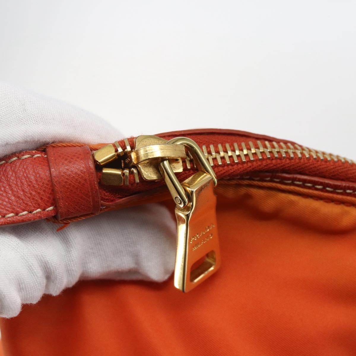 Prada Convertible Flap Tote Tessuto And Saffiano Leather Orange Nylon Tote Bag Bag (Pre-Owned)