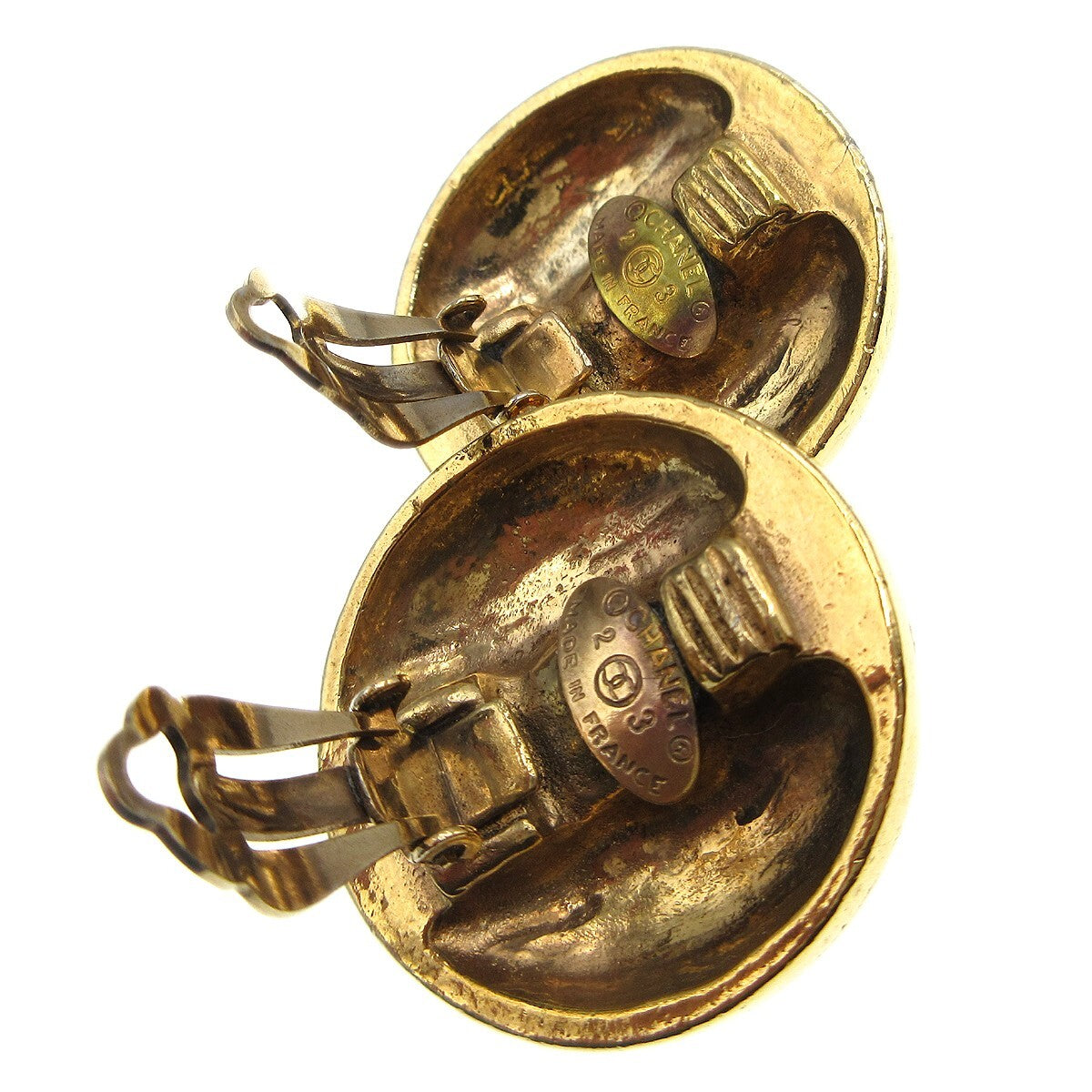 Chanel Cc Round Earrings Metal And Crystal Gold Gold_Plated Earrings Jewelry (Pre-Owned)