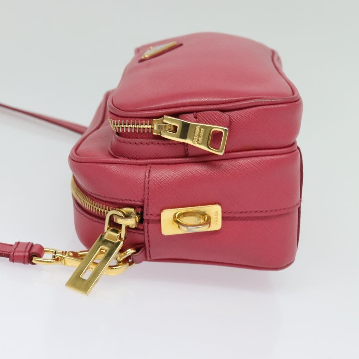 Prada Front Pocket Crossbody Bag Saffiano Leather Pink Leather Shoulder Bag Bag (Pre-Owned)