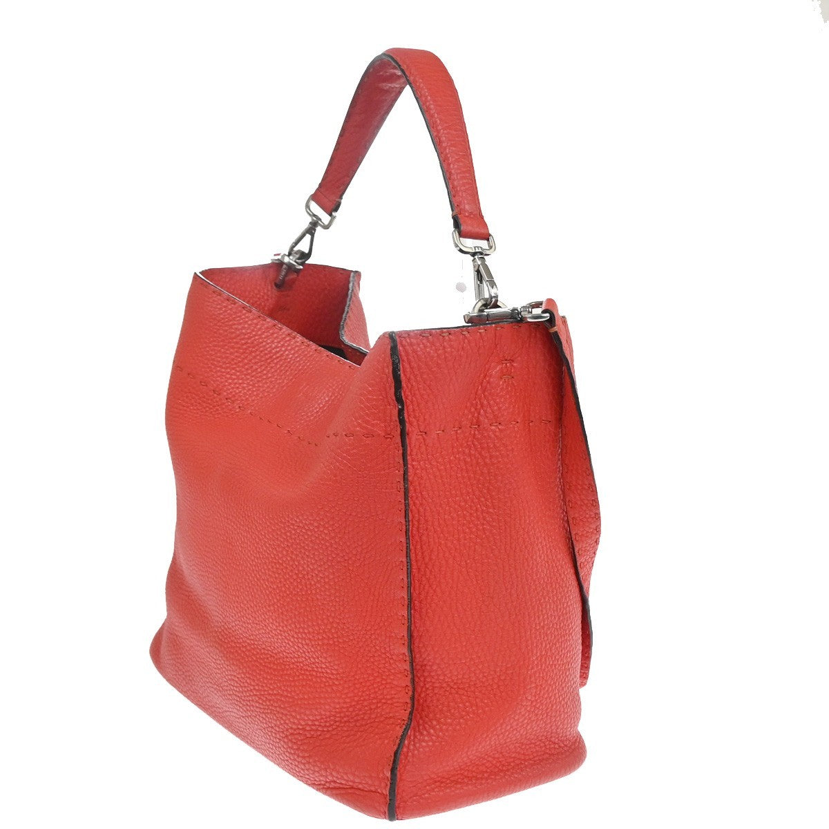 Fendi Selleria Anna Bucket Bag Leather Red Leather Tote Bag Bag (Pre-Owned)