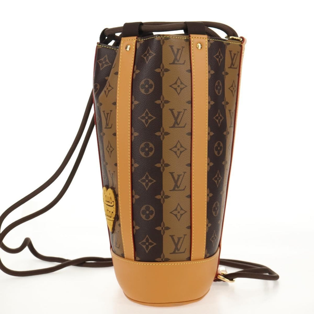 Louis Vuitton Nigo Randonnee Backpack Limited Edition Stripes Monogram Canvas Brown Canvas Shoulder Bag Bag (Pre-Owned)