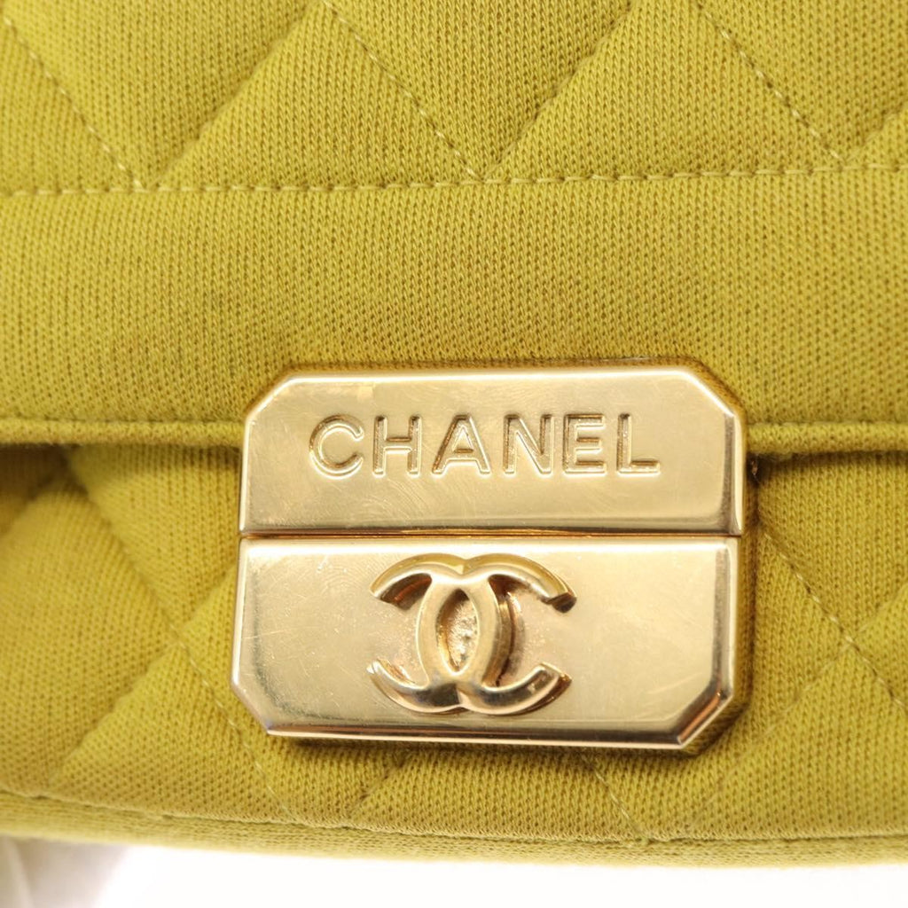 Chanel Chic With Me Flap Bag Quilted Jersey Yellow Cotton Shoulder Bag Bag (Pre-Owned)