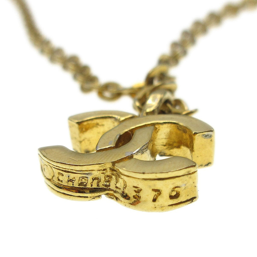 Chanel Vintage Cc Pendent Necklace Plated Metal Gold Gold_Plated Jewelry (Pre-Owned)