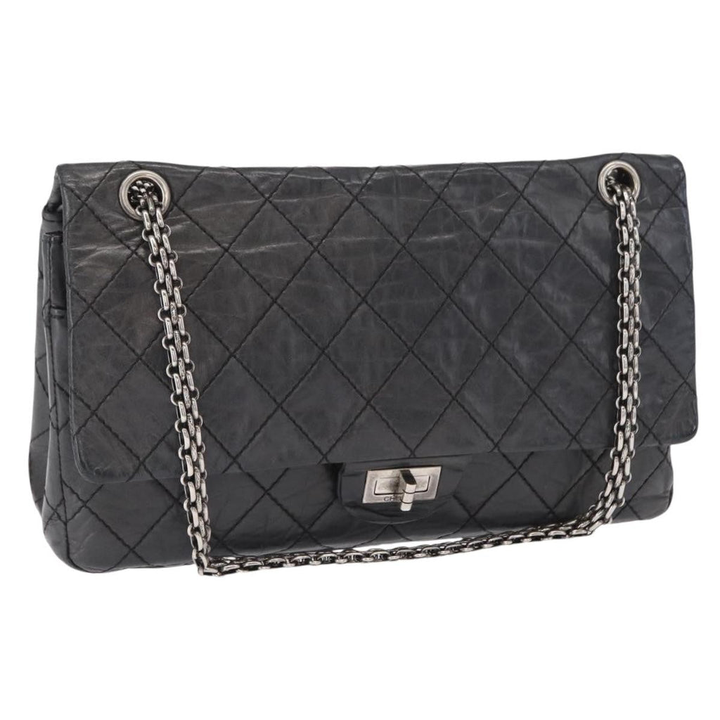 Chanel Reissue 2.55 Flap Bag Quilted Aged Calfskin Black Leather Shoulder Bag Bag (Pre-Owned)