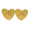 Chanel Vintage Cc Heart Clip-On Earrings Metal Gold Gold_Plated Earrings Jewelry (Pre-Owned)