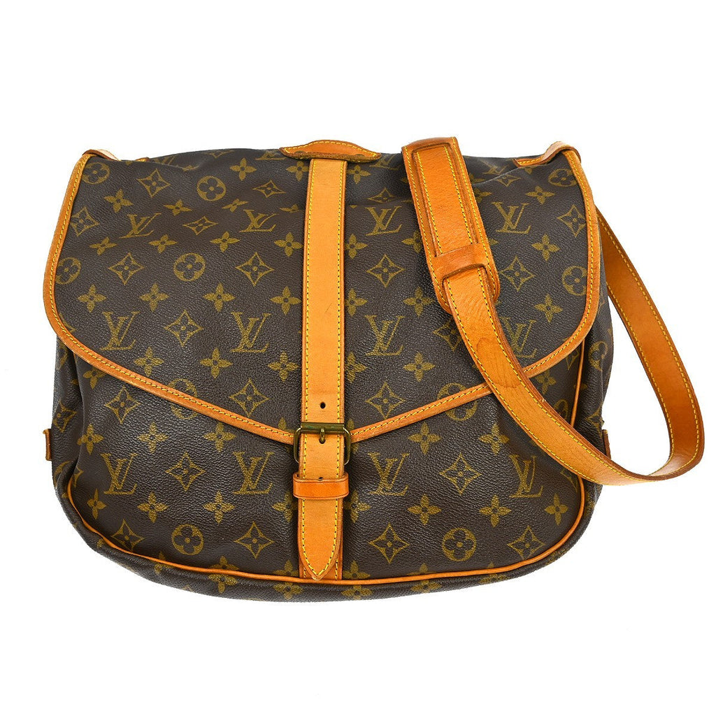 Louis Vuitton Saumur Handbag Monogram Canvas Brown Canvas Shoulder Bag Bag (Pre-Owned)