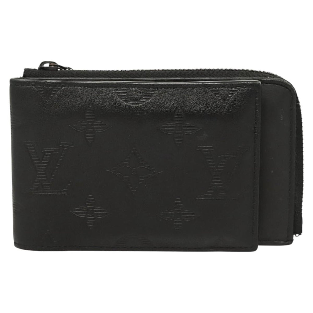 Louis Vuitton Hybrid Wallet Monogram Shadow Leather Black Leather Wallets Accessory (Pre-Owned)