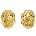 Chanel Vintage Cc Button Ovales Clip-On Earrings Gold-Plated Gold Gold_Plated Earrings Jewelry (Pre-Owned)