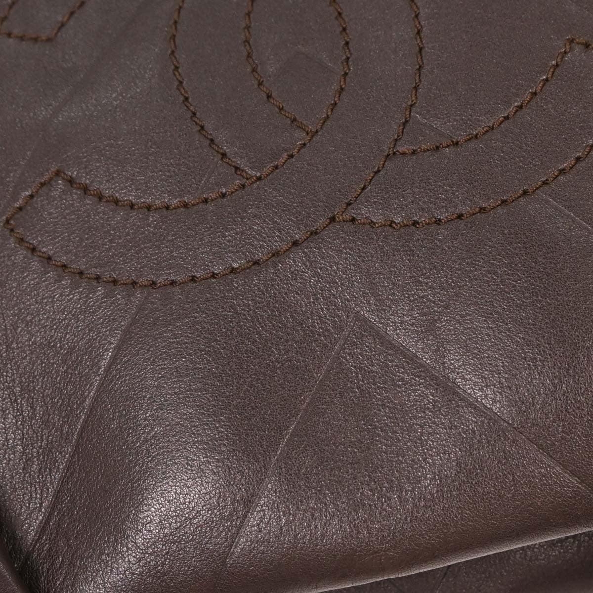 Chanel All Day Long Tote Chevron Leather Brown Leather Tote Bag Bag (Pre-Owned)