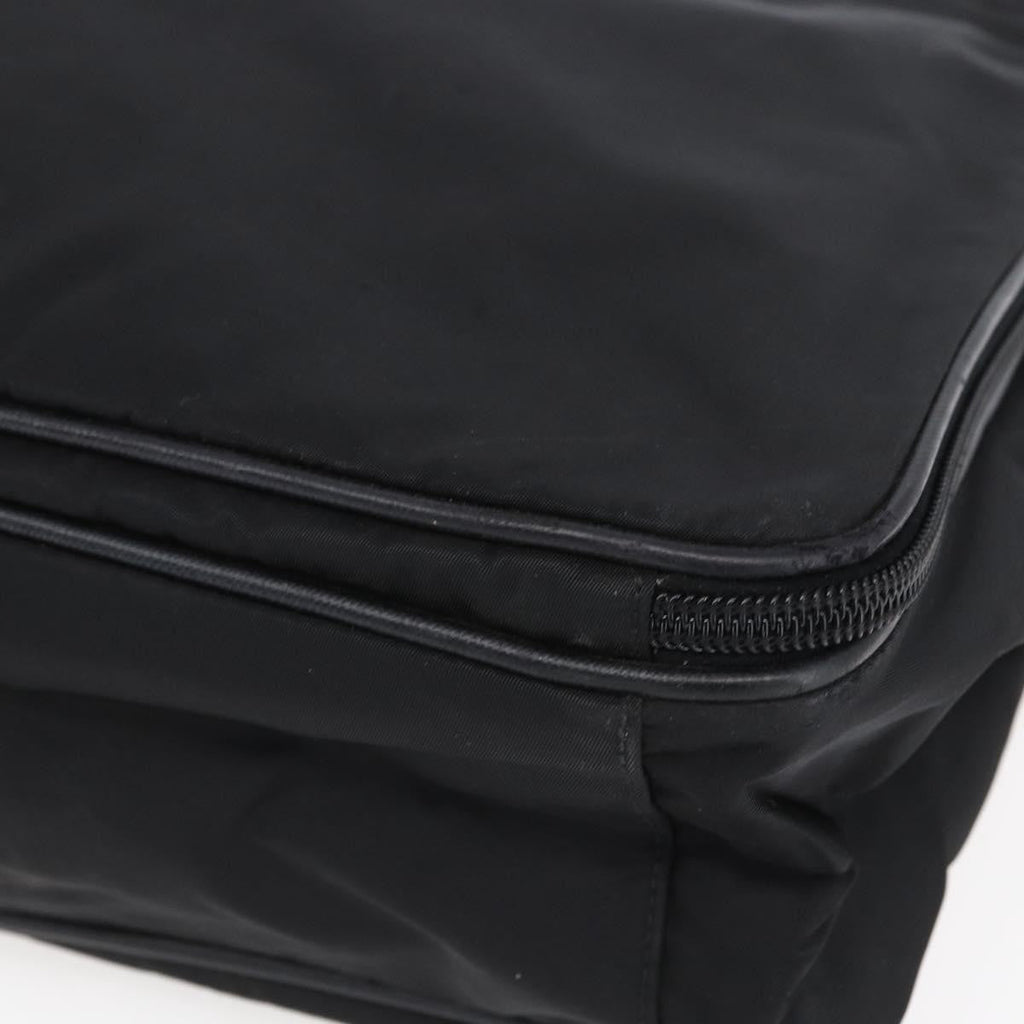Prada Convertible Front Zip Briefcase Tessuto With Saffiano Leather Black Nylon Briefcase Bag (Pre-Owned)