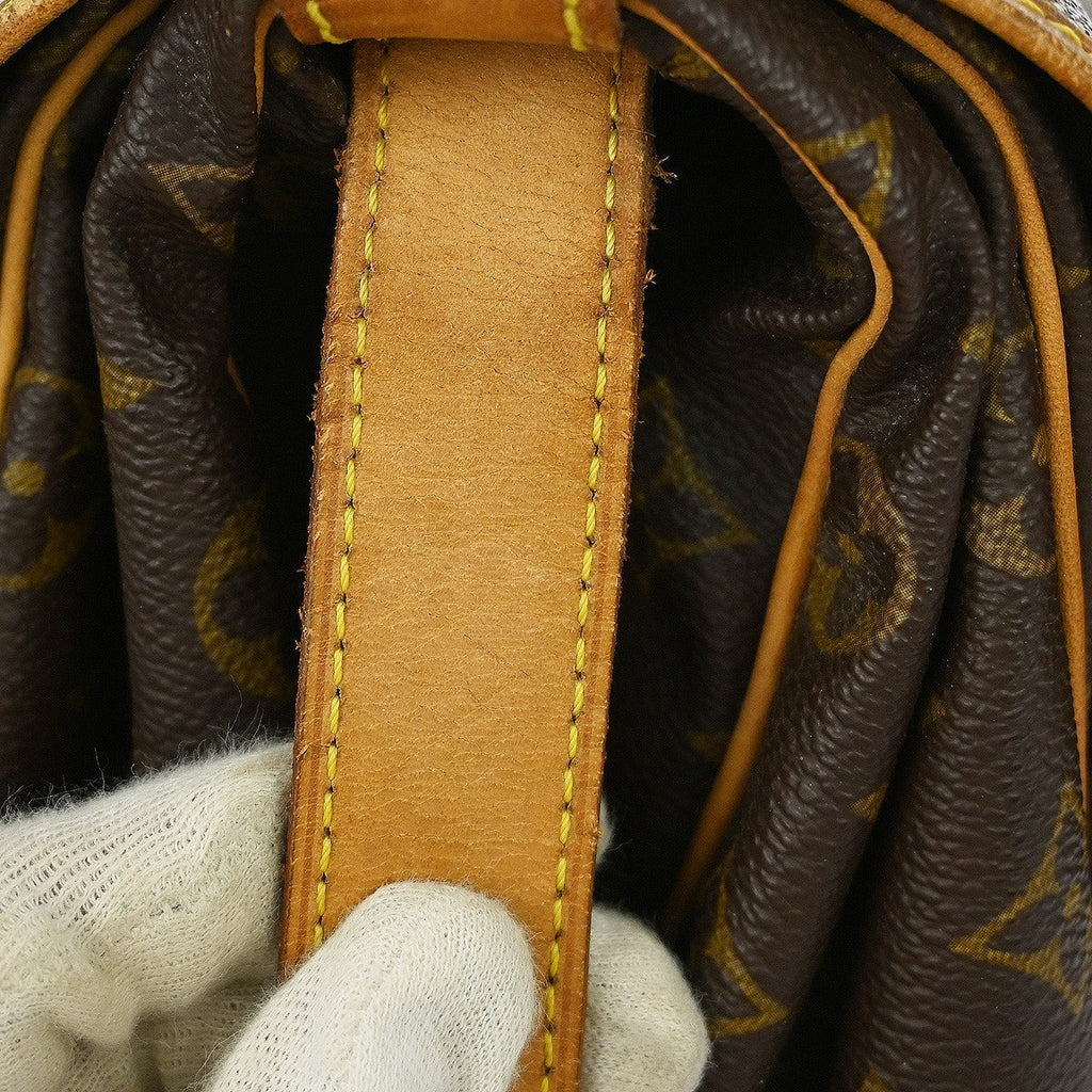 Louis Vuitton Saumur Handbag Monogram Canvas Brown Canvas Shoulder Bag Bag (Pre-Owned)