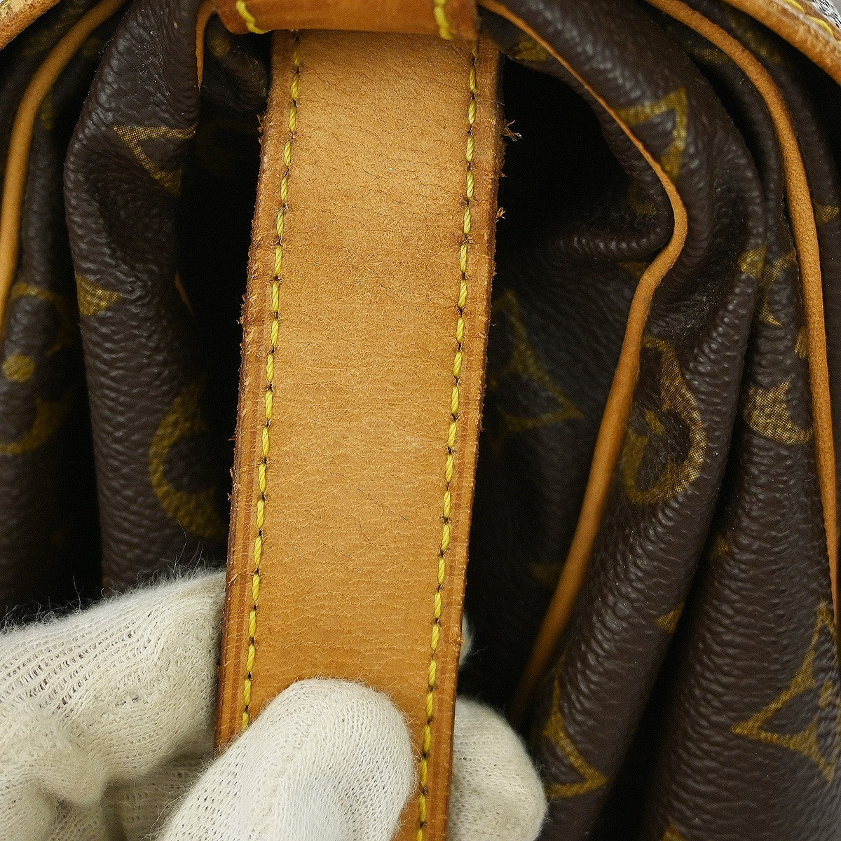 Louis Vuitton Saumur Handbag Monogram Canvas Brown Canvas Shoulder Bag Bag (Pre-Owned)