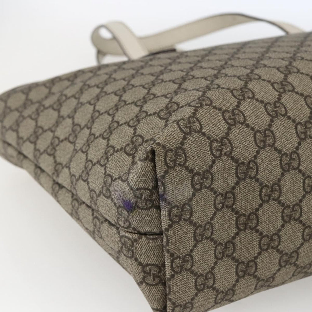 Gucci Plus Tote Gg Coated Canvas With Leather Beige Canvas Tote Bag Bag (Pre-Owned)