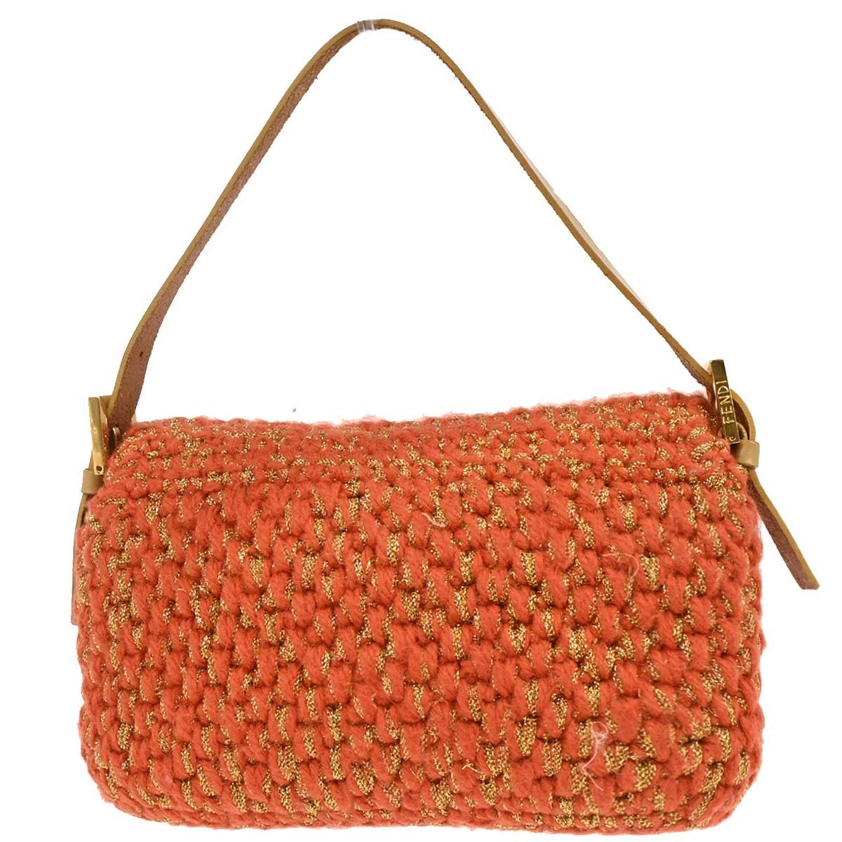 Fendi Baguette Bag Wool Orange Wool Shoulder Bag Bag (Pre-Owned)