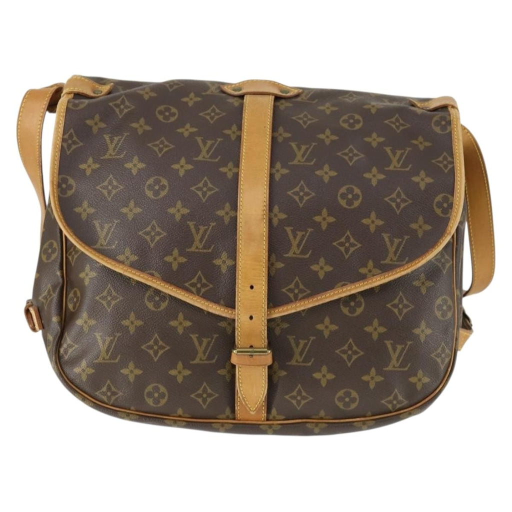 Louis Vuitton Saumur Handbag Monogram Canvas Brown Canvas Shoulder Bag Bag (Pre-Owned)