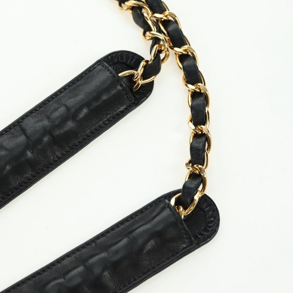 Chanel Vintage Zip Chain Shoulder Bag Quilted Lambskin Black Leather Shoulder Bag Bag (Pre-Owned)