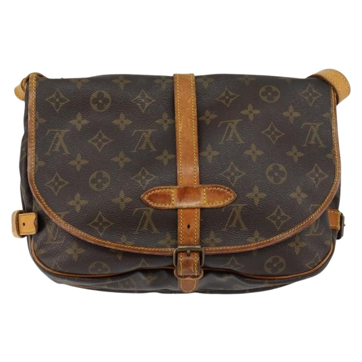 Louis Vuitton Saumur Handbag Monogram Canvas Brown Canvas Shoulder Bag Bag (Pre-Owned)