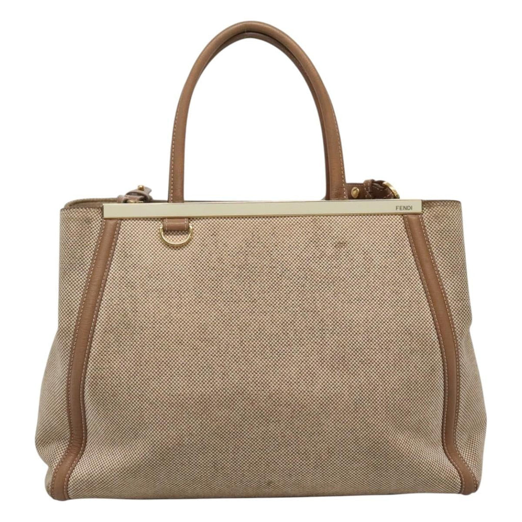 Fendi 2Jours Bag Canvas Beige Canvas Tote Bag Bag (Pre-Owned)