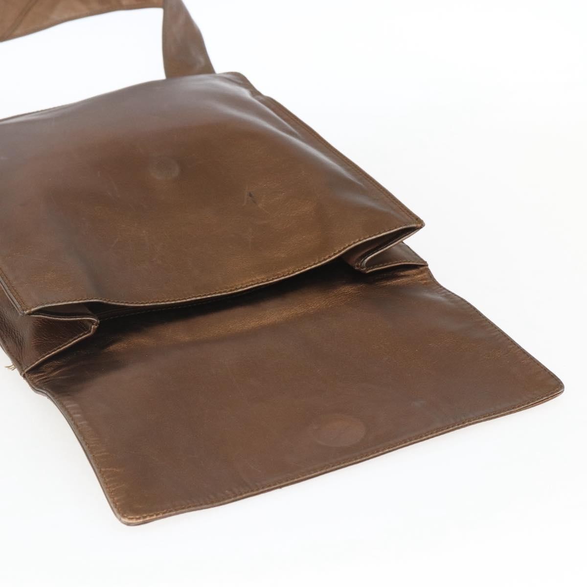 Chanel Vintage Logo Flap Messenger Bag Leather Brown Leather Shoulder Bag Bag (Pre-Owned)