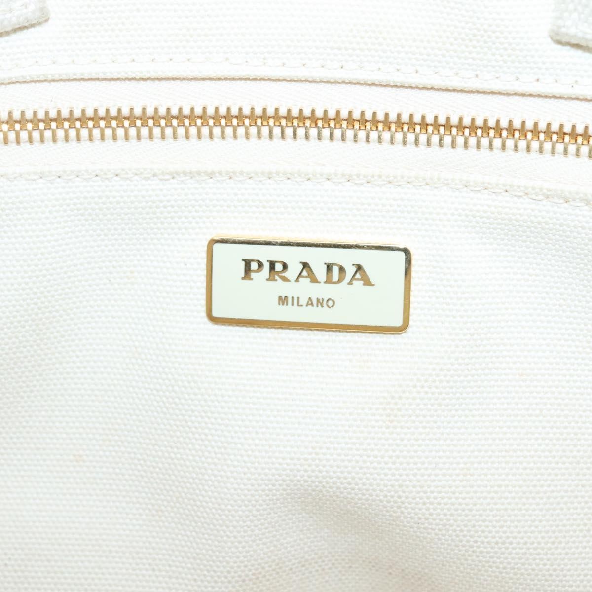 Prada Canapa Tote Canvas White Canvas Tote Bag Bag (Pre-Owned)