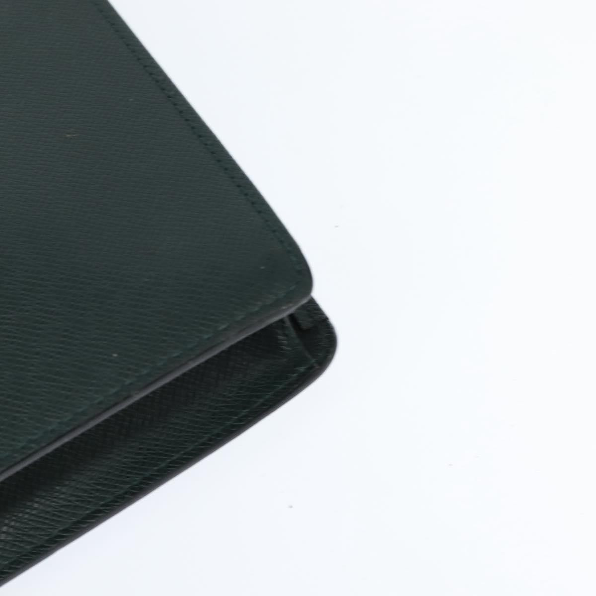 Louis Vuitton Serviette Kourad Briefcase Taiga Leather Green Leather Briefcase Bag (Pre-Owned)