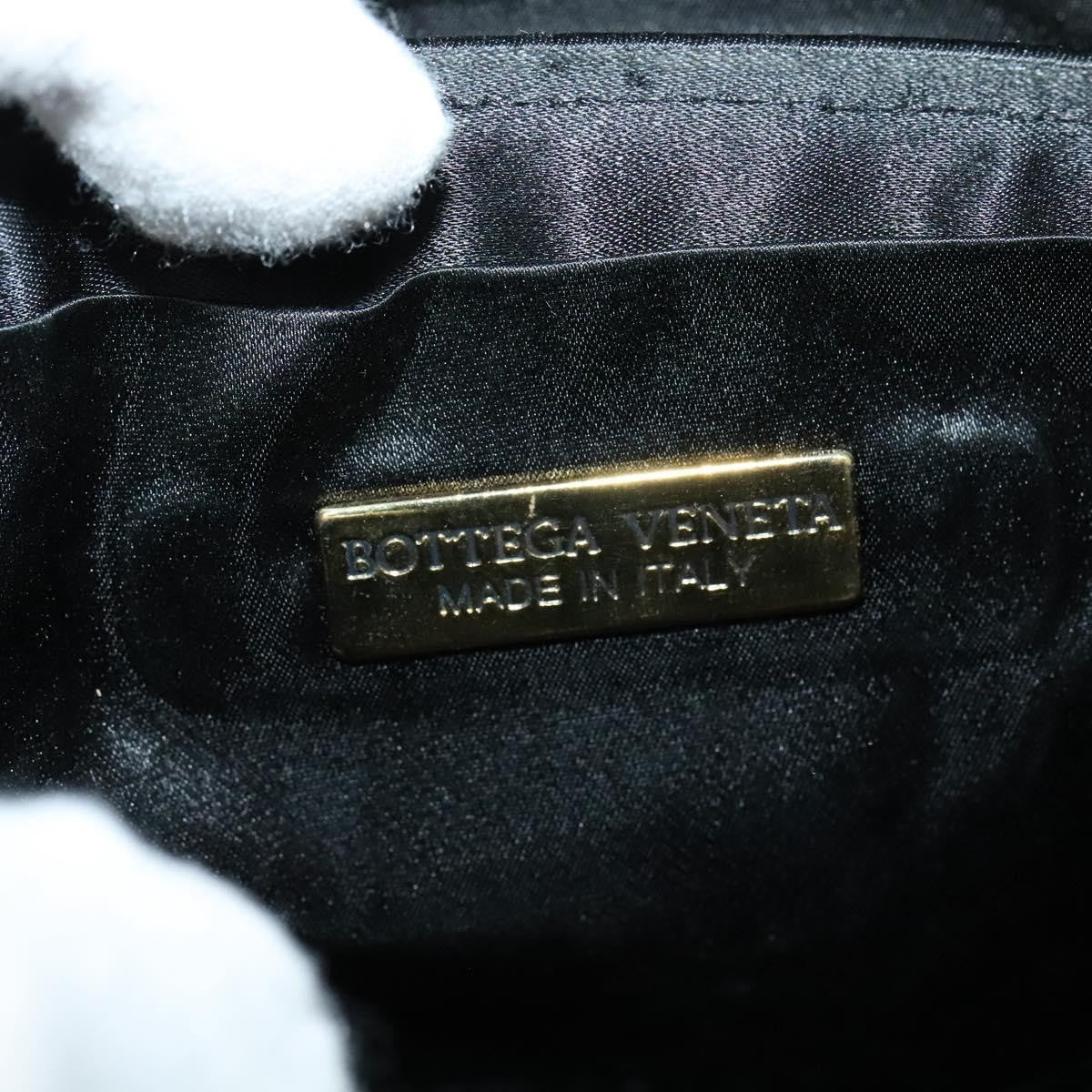 Bottega Veneta Intrecciato Clutch Bag Calfskin Black Satin Shoulder Bag Bag (Pre-Owned)