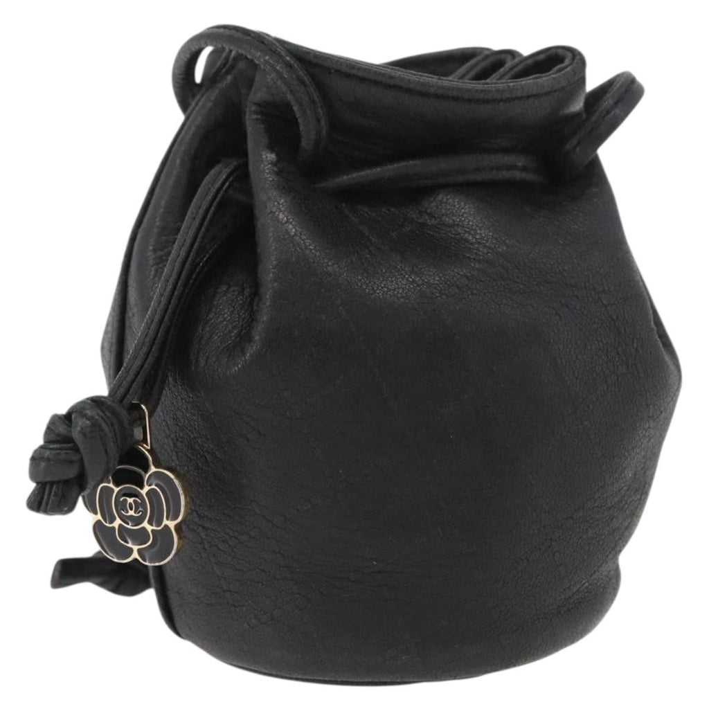 Chanel Camellia Clutch Bag Leather Black Leather Clutche & Pouche Bag (Pre-Owned)