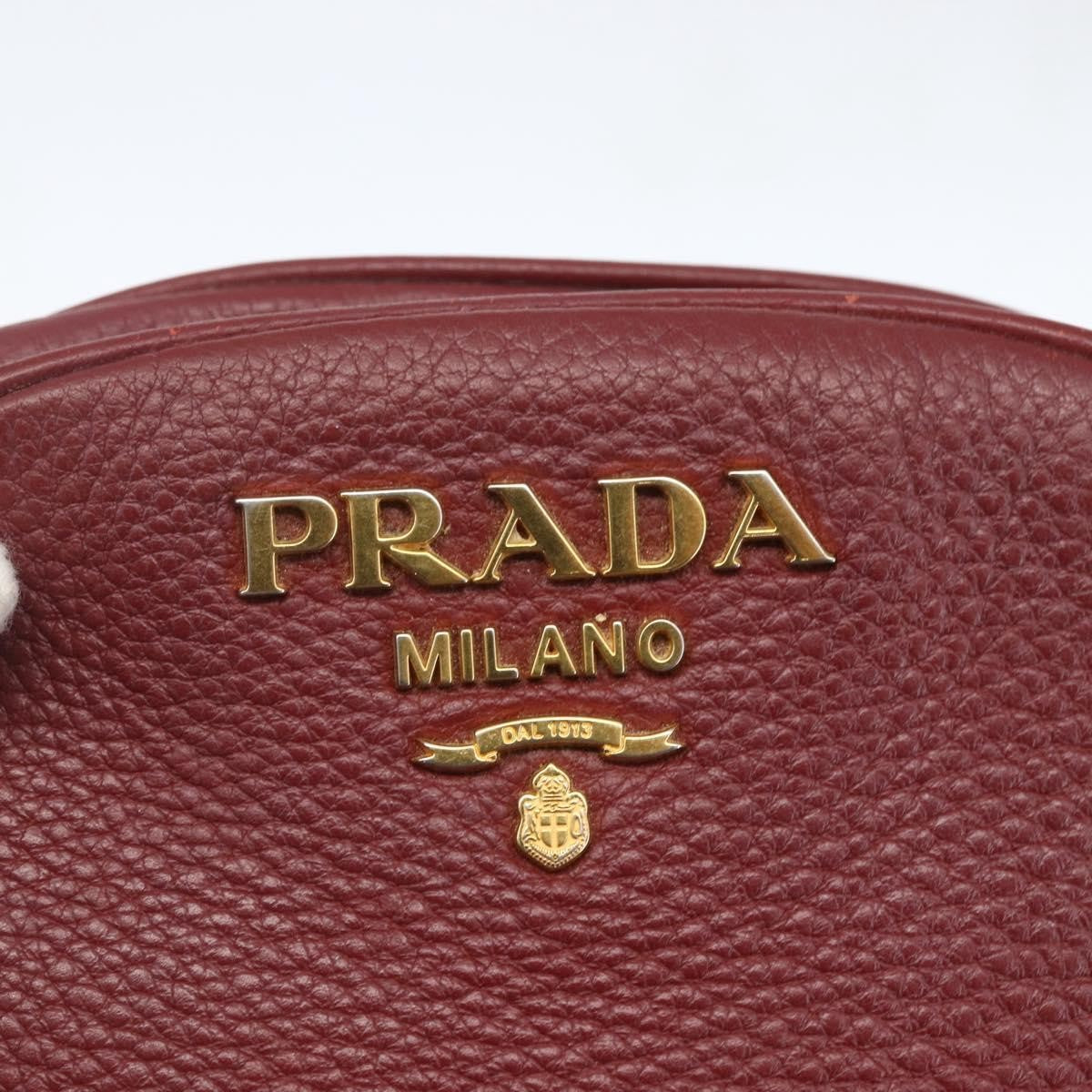 Prada Dual Strap Crossbody Bag Vitello Daino Burgundy Leather Shoulder Bag Bag (Pre-Owned)