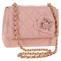 Chanel Vintage Camellia Flap Bag Quilted Lambskin Pink Leather Bag (Pre-Owned)