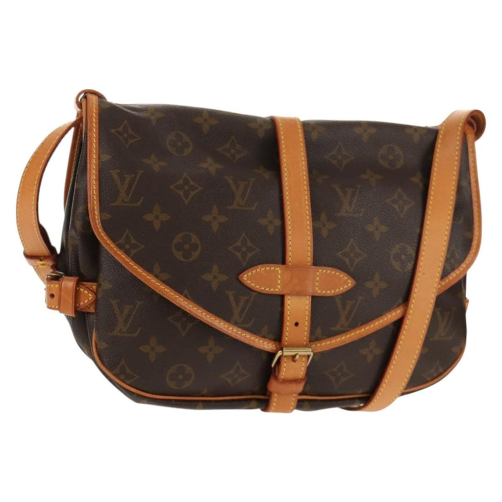 Louis Vuitton Saumur Handbag Monogram Canvas Brown Canvas Shoulder Bag Bag (Pre-Owned)