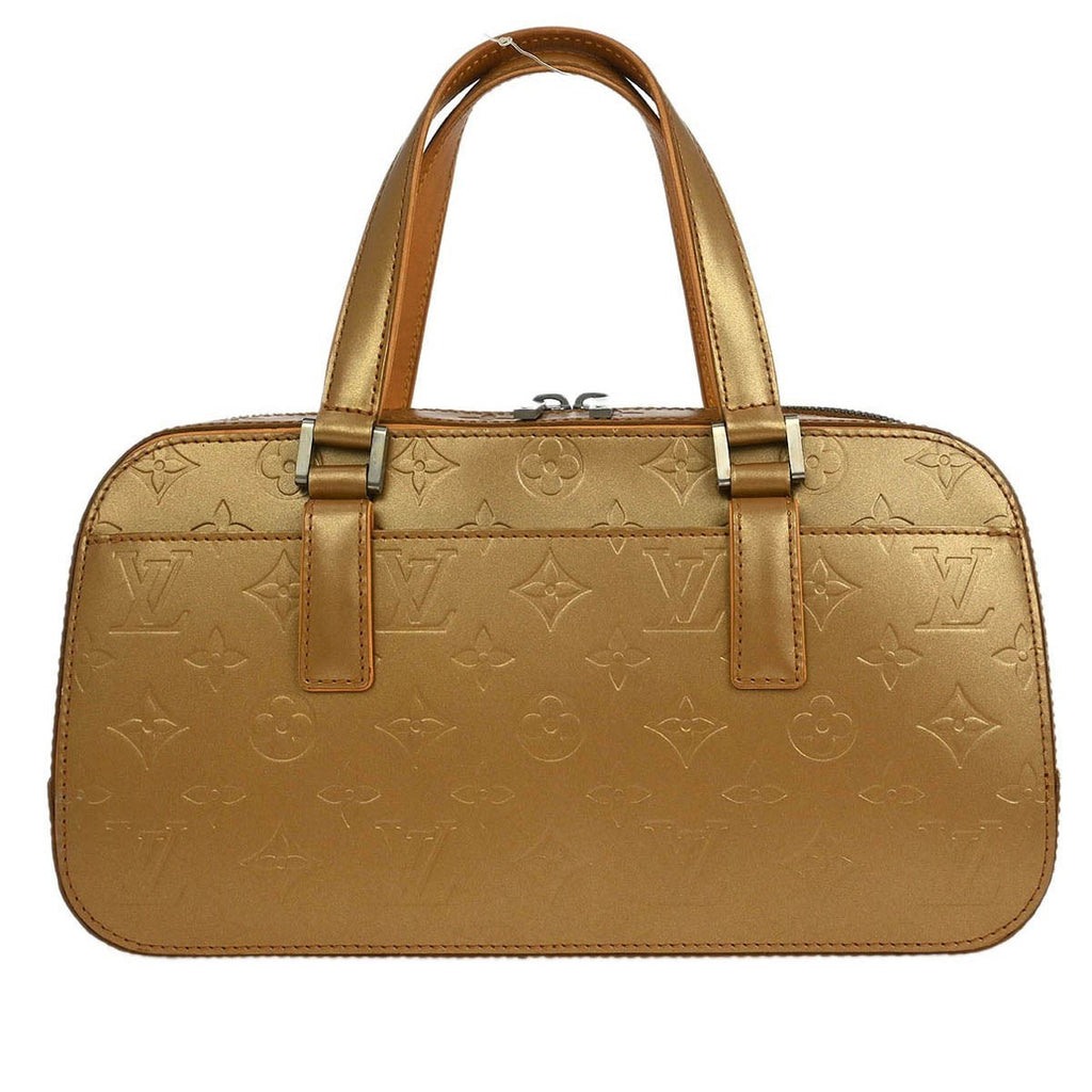 Louis Vuitton Mat Shelton Handbag Monogram Vernis Beige Leather Handbag (Pre-Owned)