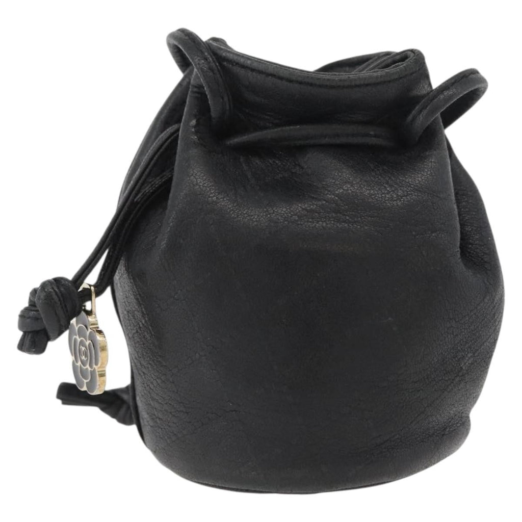 Chanel Camellia Clutch Bag Leather Black Leather Clutche & Pouche Bag (Pre-Owned)