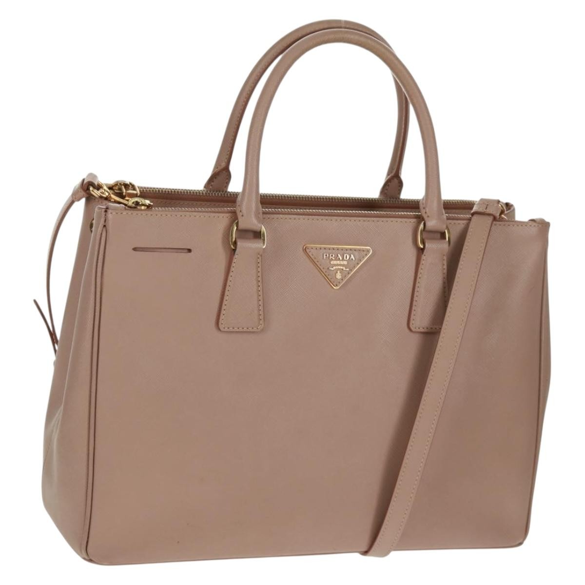 Prada Double Zip Lux Tote Saffiano Leather Pink Leather Tote Bag Bag (Pre-Owned)