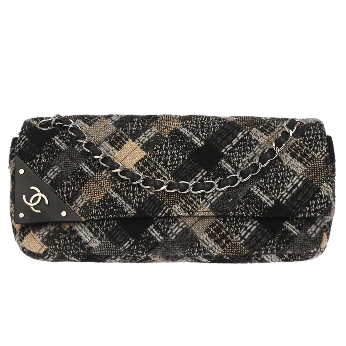 Chanel Cc Tab Flap Shoulder Bag Tweed Black Tweed Shoulder Bag Bag (Pre-Owned)