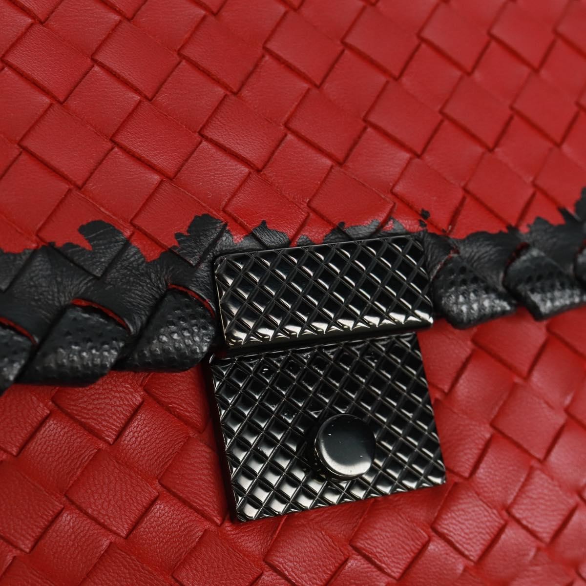 Bottega Veneta Glass Shoulder Bag Intrecciato Nappa With Snakeskin Red Leather Shoulder Bag Bag (Pre-Owned)
